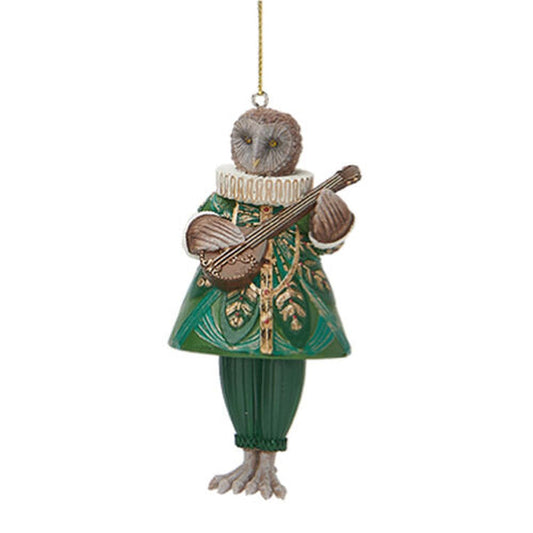 December Diamonds Winter Melody Owl With Mandolin Ornament