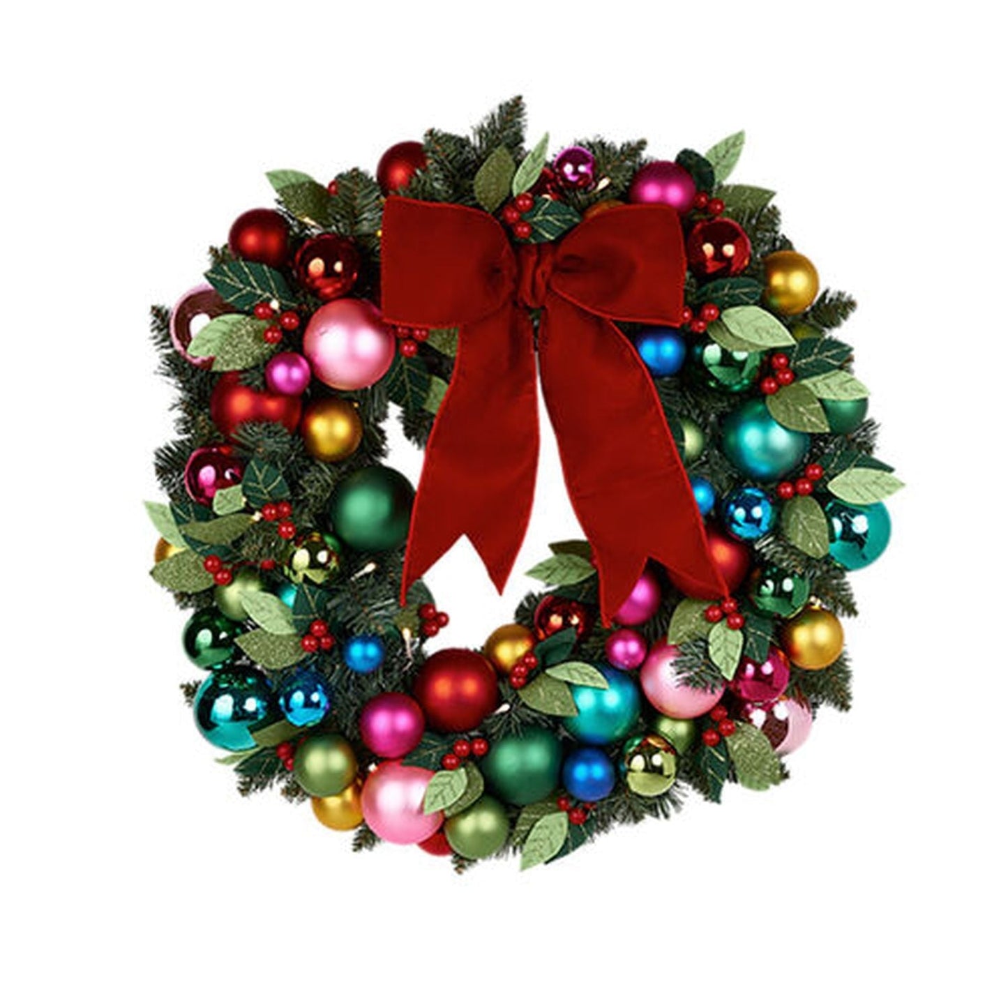 December Diamonds Fun At The North Pole 26" Wreath With Bright Color Baubles