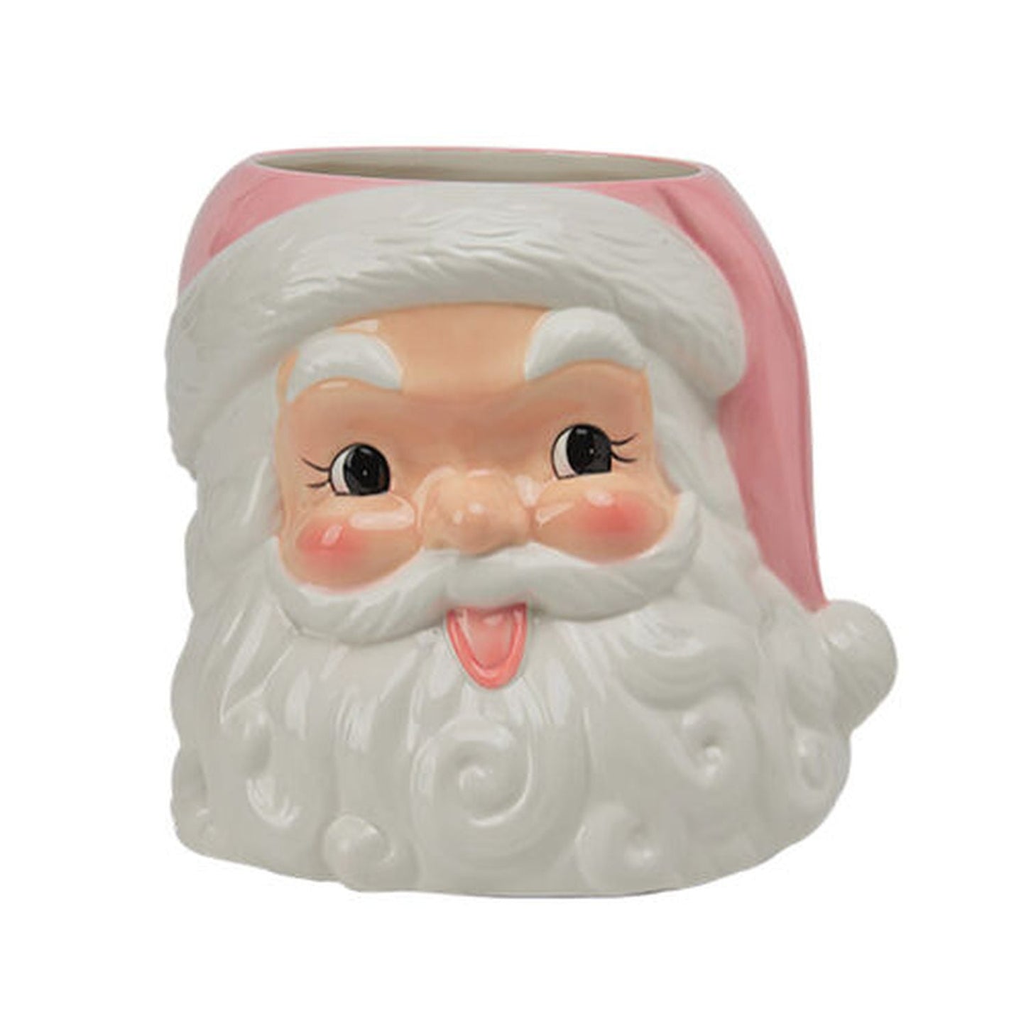 Santa's Sweet Shoppe Collection December Diamonds Retro North Pole Sweet Shoppe Pink Santa Head Planter