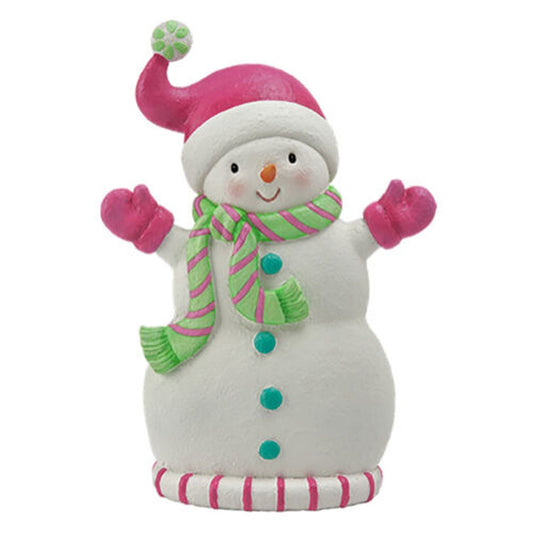 Santa's Sweet Shoppe Collection December Diamonds 14" Snowman With Green Scarf