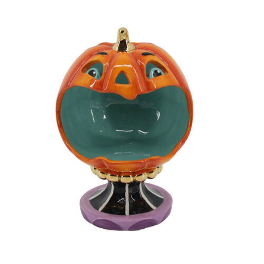 December Diamonds Halloween Carnival 5.5" Pumpkin Open Mouth Bowl