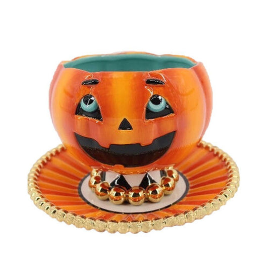 December Diamonds Halloween Carnival Set Of 2 Pumpkin Bowl And Plate