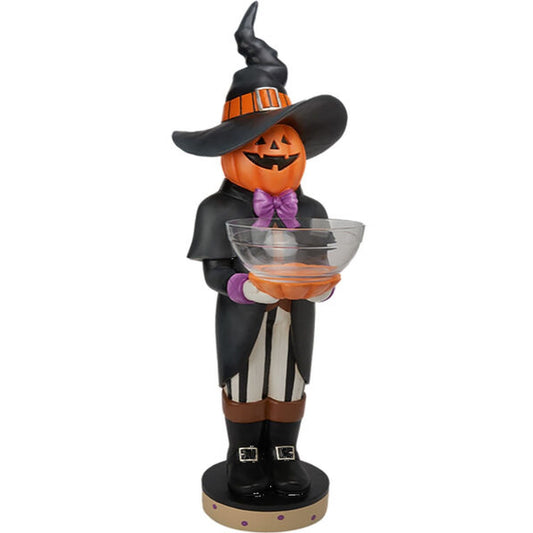 December Diamonds Halloween Carnival 40" Jack O Lattern Butler With Candy Bowl