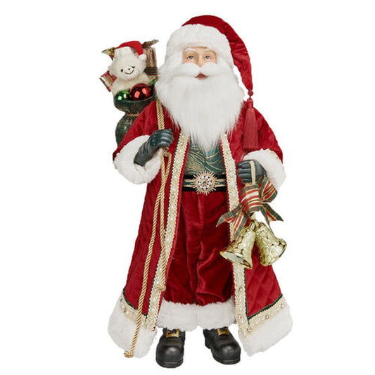 December Diamonds Santa & Friends 20.5" Fabric Santa With Long Red Coat