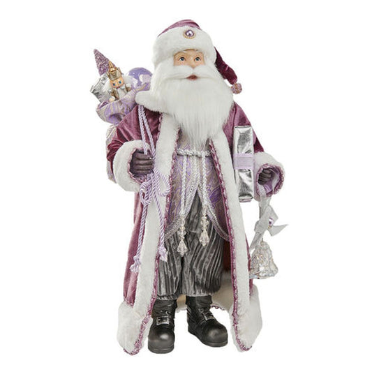 December Diamonds Santa & Friends 20" Fabric Santa With Plum Coat