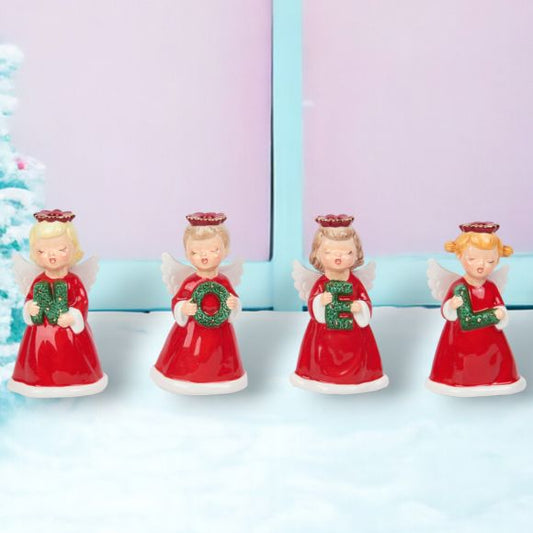 December Diamonds Retro Set of 4 Angel Choir Candle Holders