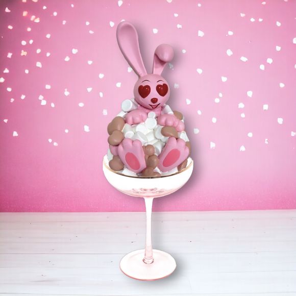 Cupid's Valentine Pink Bunny in Glass