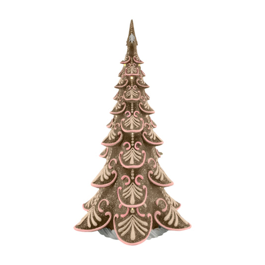 22" Pink Gingerbread LED Tree