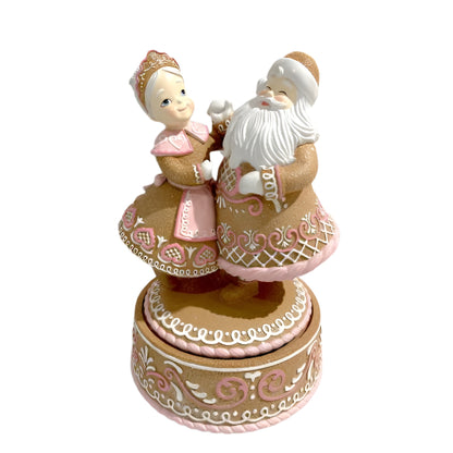 18" Pink Gingerbread Dancing Santa Couple
