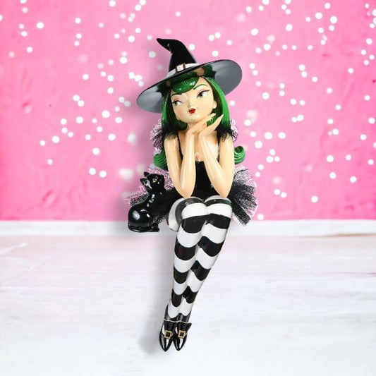 23" Summerween Green Hair Shelf Sitter Witch