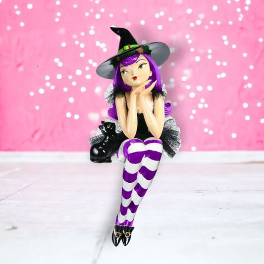 23" Summerween Purple Hair Shelf Sitter Witch