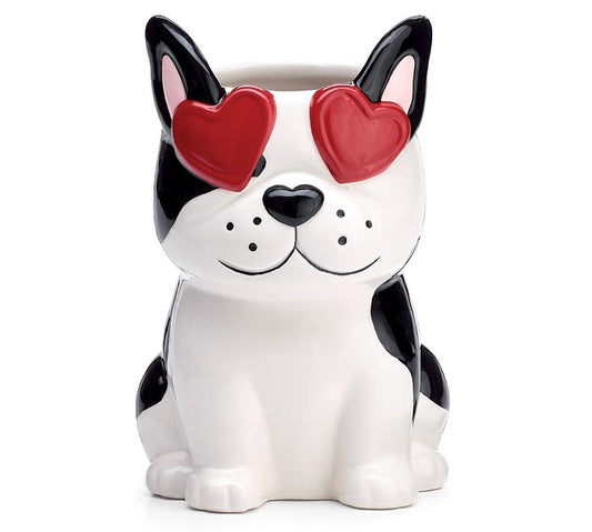 7" BOSTON TERRIER DOG SHAPE VASE