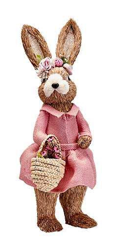 17" Standing Bunny in Dress with Basket