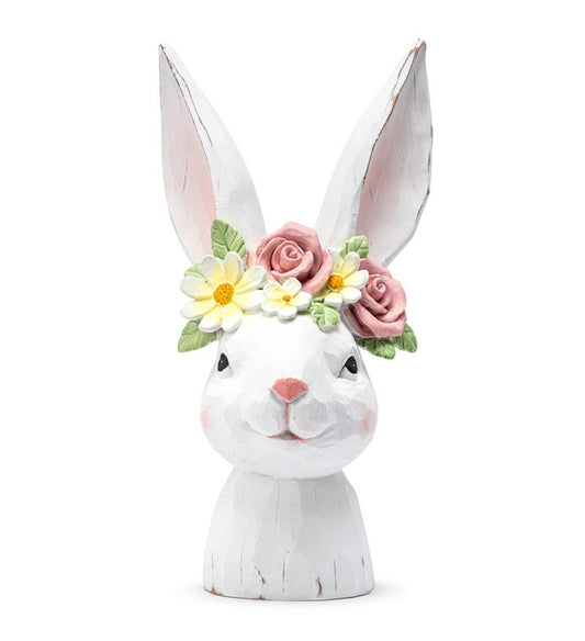 10.25" Bunny Head with Flowers