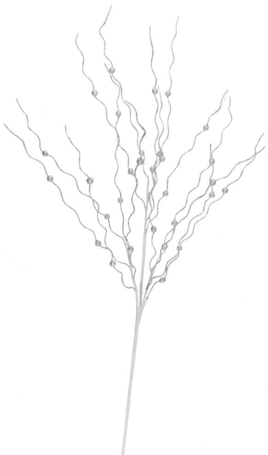 35"L GLITTER CURLY TWIG SPRAY SILVER