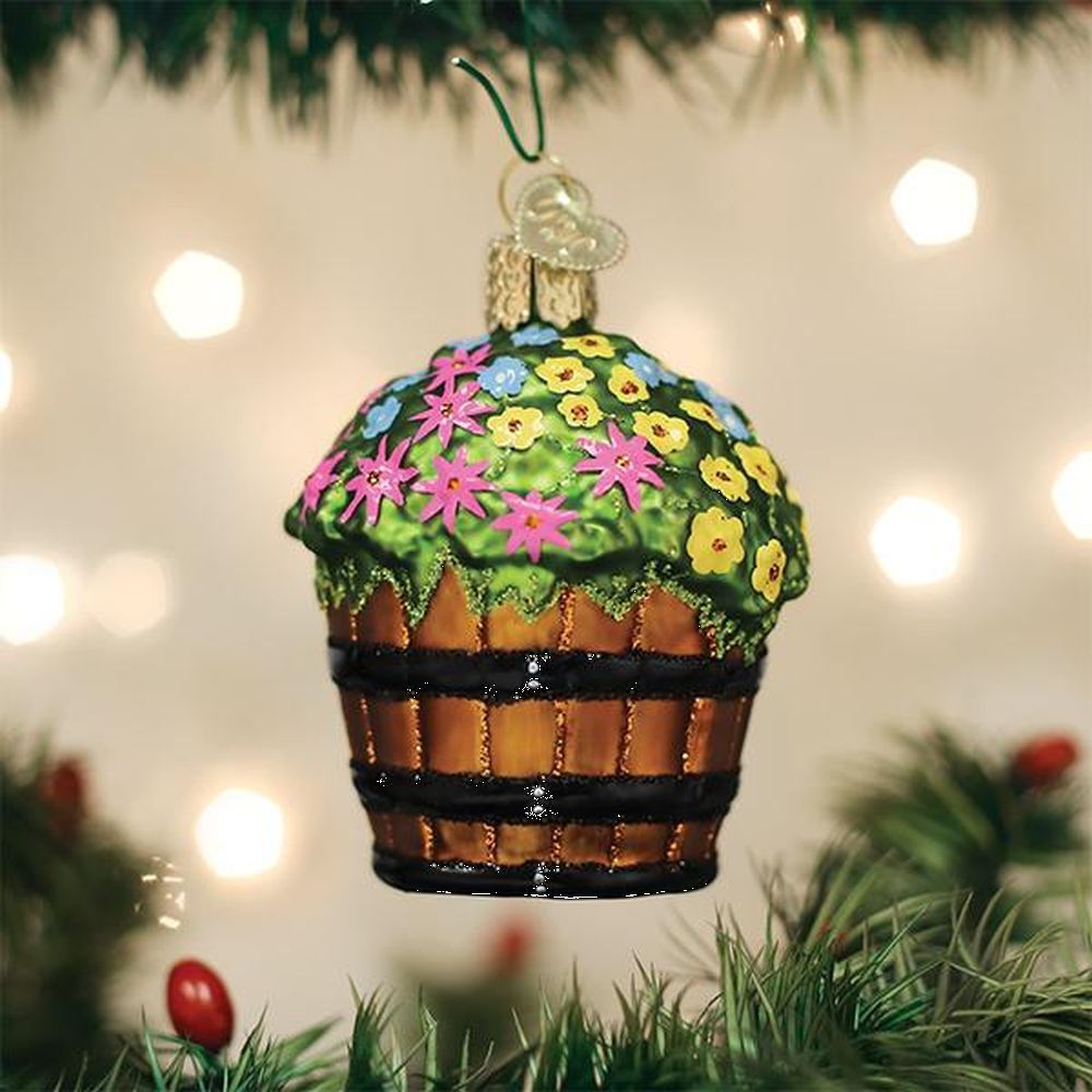 Old World Christmas Whiskey Barrel With Flowers Ornament