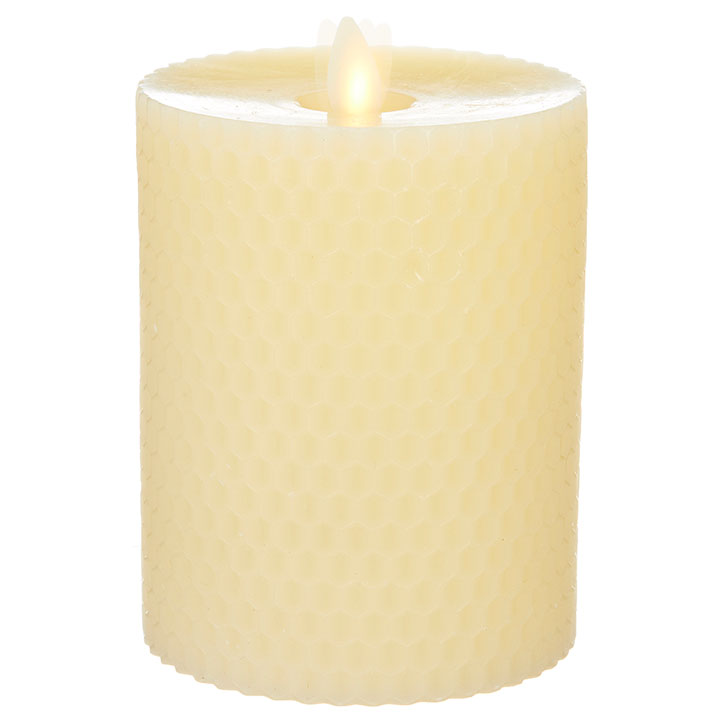 Raz Imports Moving Flame Honeycomb Pillar Candle