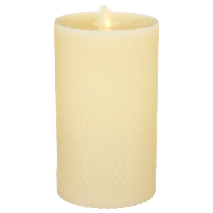 Raz Imports Moving Flame Honeycomb Pillar Candle