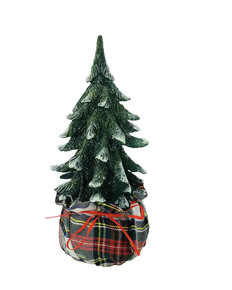 10" Resin Christmas Tree with Plaid Base