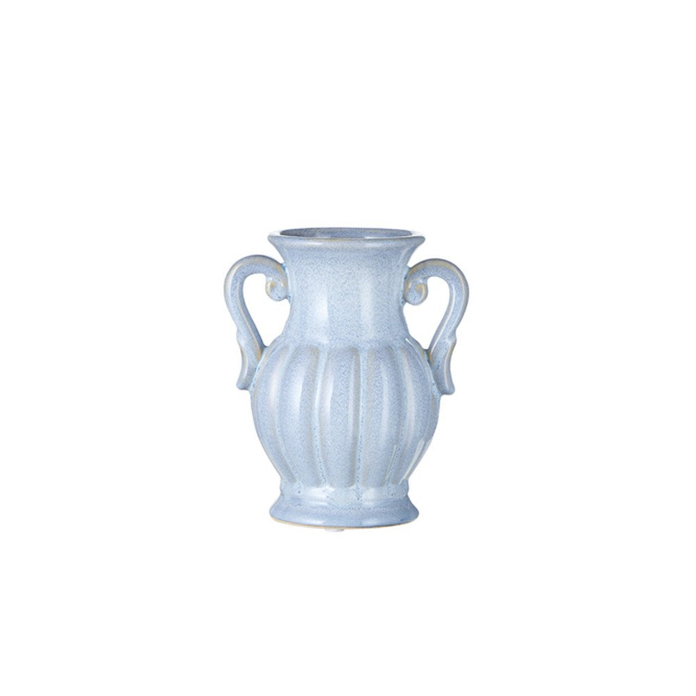 Raz Imports Graceful Living Reactive Glaze Fluted Handled Vase