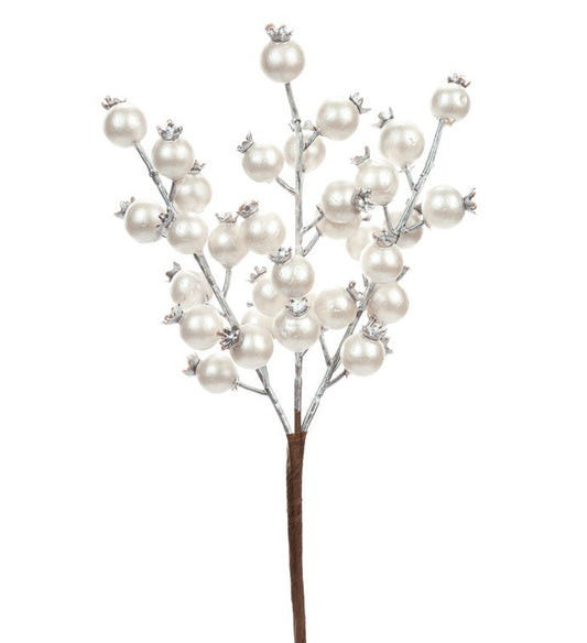 Royal Court Collection - 8" H Pearl White Berry Spike Pick