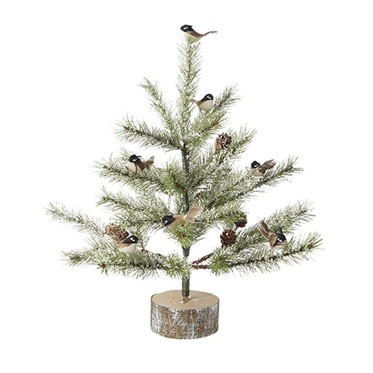 Raz Imports 2022 Winter Cottage Snowy Chickadee Tree