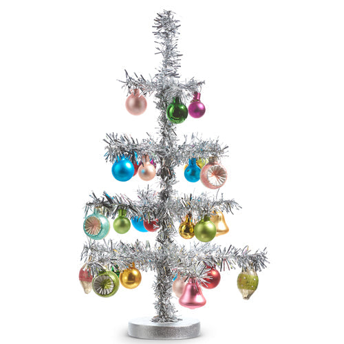 Raz Imports 2023 Vintage Farmhouse Vintage Tinsel Tree With Ornaments