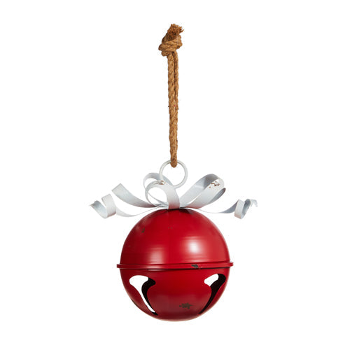 Raz Imports 2023 Heartfelt Holiday Red Distressed Jingle Bell Ornament