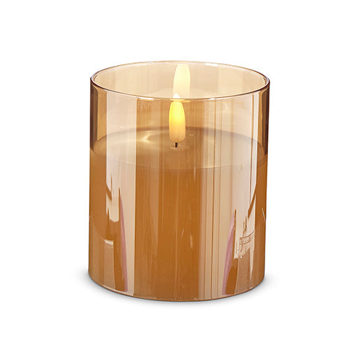 Raz Imports Holiday Candles 2023 Gold Glass Ivory Pillar Candle