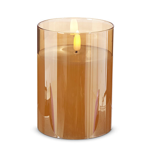 Raz Imports Holiday Candles 2023 Gold Glass Ivory Pillar Candle