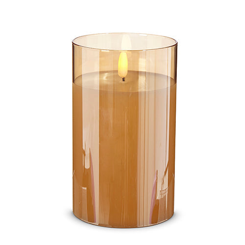 Raz Imports Holiday Candles 2023 Gold Glass Ivory Pillar Candle