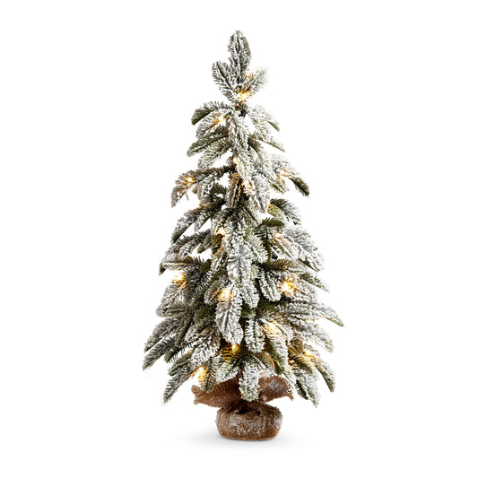 Christmas Carousel Collection - 28" Lighted Flocked Pine Tree in Bag