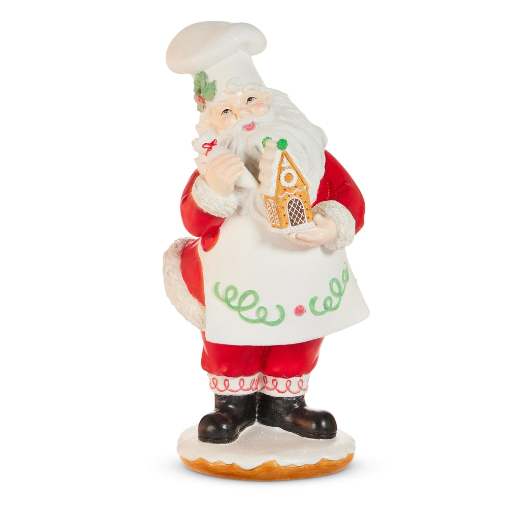 15" Red Gingerbread House Santa