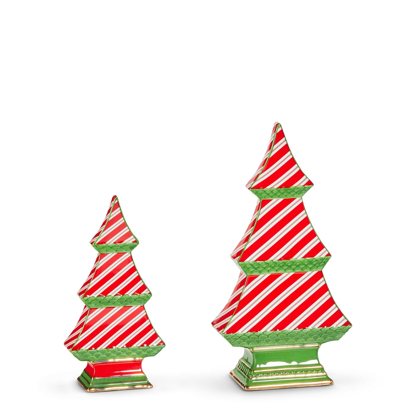 Christmas Carousel Collection - 9.25" Candy Cane Stripe Tabletop Trees - SET OF 2