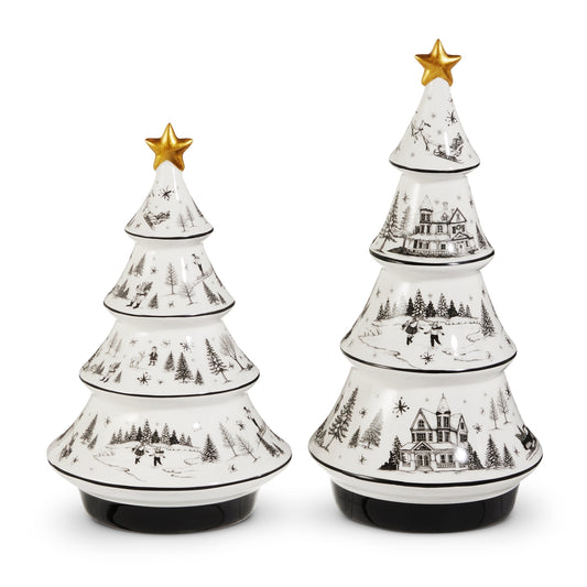 Royal Court Collection - 12" Through the Woods Ceramic Trees - SET OF 2