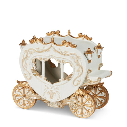 12" White and Gold Gingerbread Carriage
