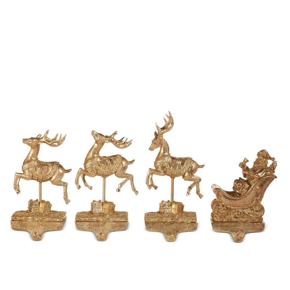 Royal Court Collection - 10.5" Santa and Reindeer Stocking Holders - SET OF 4