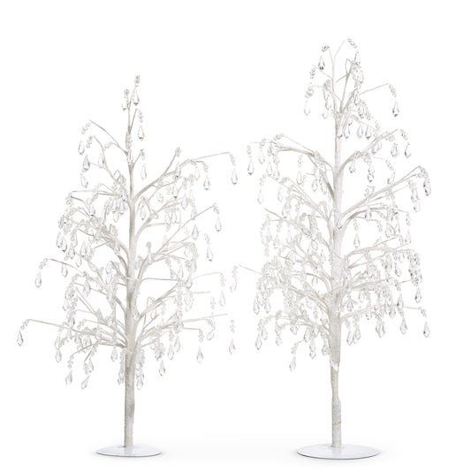 Royal Court Collection - Crystal and Silver Bead Dripping Tree - SET OF 2