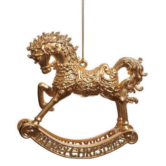 Royal Court Collection -  5.5" Gold Rocking Horse Ornament
