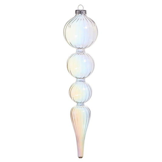 Christmas Carousel Collection - 10.5" Glass Iridescent Bubble Finial Ornament