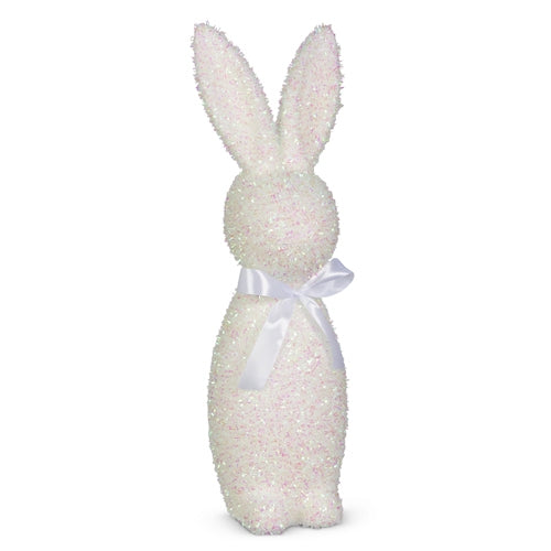 16" Iridescent White Flocked Bunny