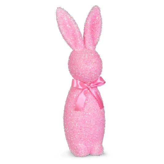 16" Iridescent Pink Flocked Bunny