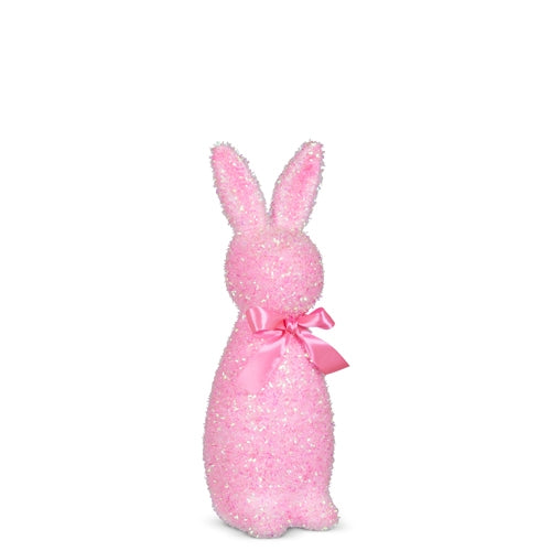 12" Iridescent Pink Flocked Bunny