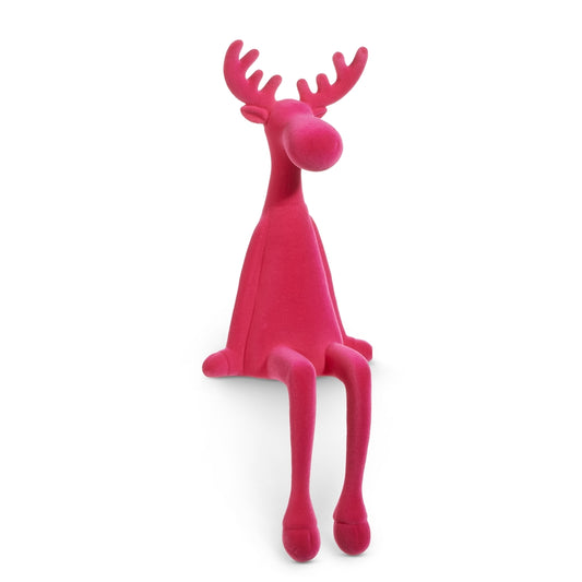 Santa's Sweet Shoppe Collection - 19" Hot Pink Flocked Sitting Moose