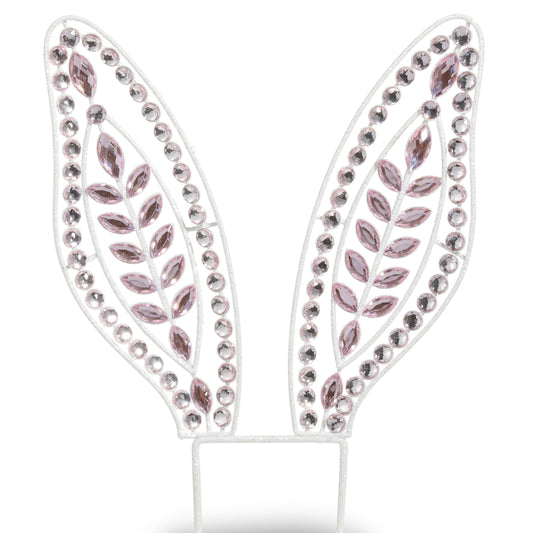 15" Pink Jeweled Bunny Ear Stake