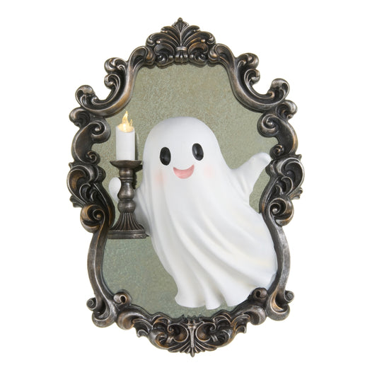 20" Lighted 3D Ghost Mirror with Candle