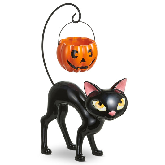 26" Cat with Candy Pumpkin Basket