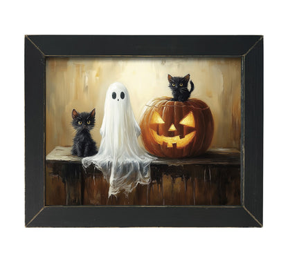 12x16 GHOST & HALLOWEEN KITTENS