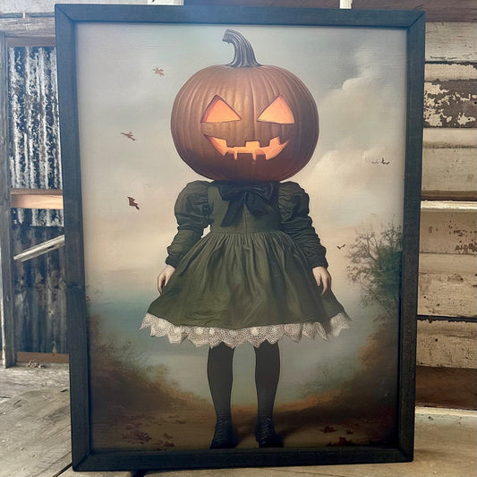 12x16 PUMPKIN GIRL BOXWOOD FRAME
