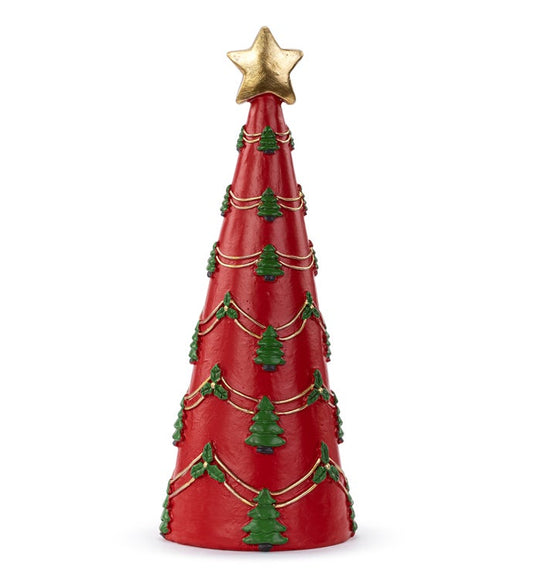 Christmas Carousel Collection - 11.75" Red Tree with Gold Star